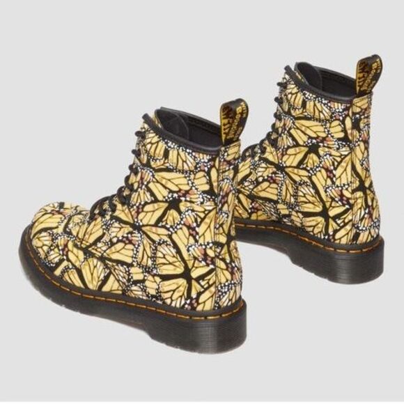 NEW Doc Dr. Martens 1460W Yellow Butterfly Print Lace Up Boots US 8 - Picture 3 of 8